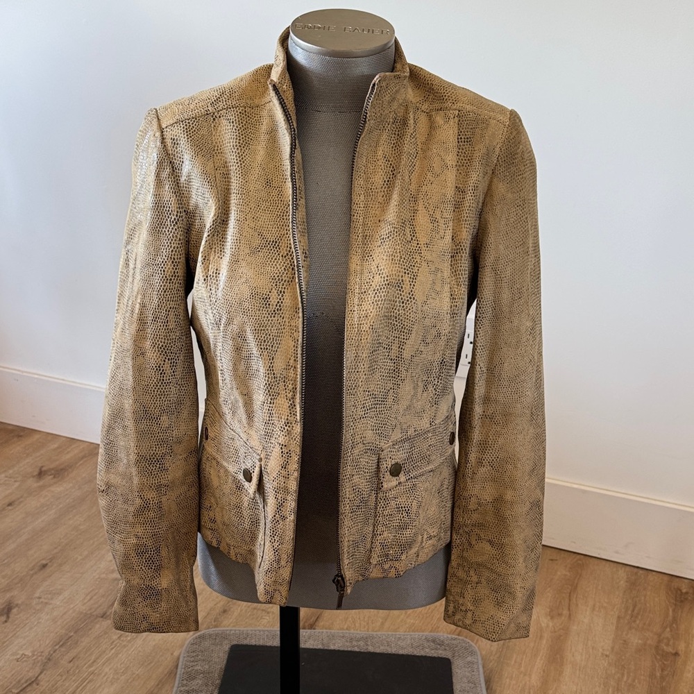Alfani Snakeskin Pattern Leather Jacket